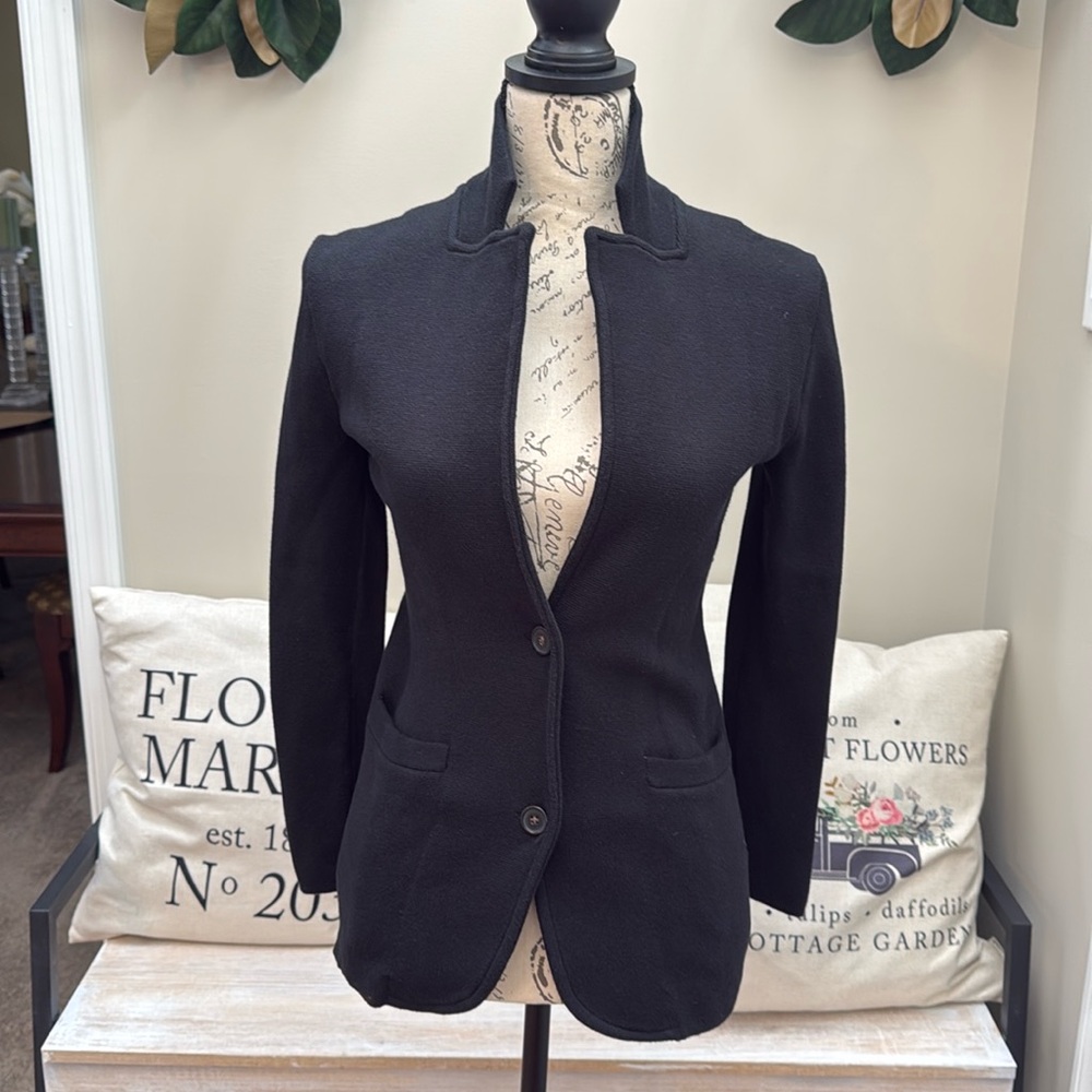 J. Crew Knit Single Breasted Sweater Blazer Jacket Preppy Business Black XSP